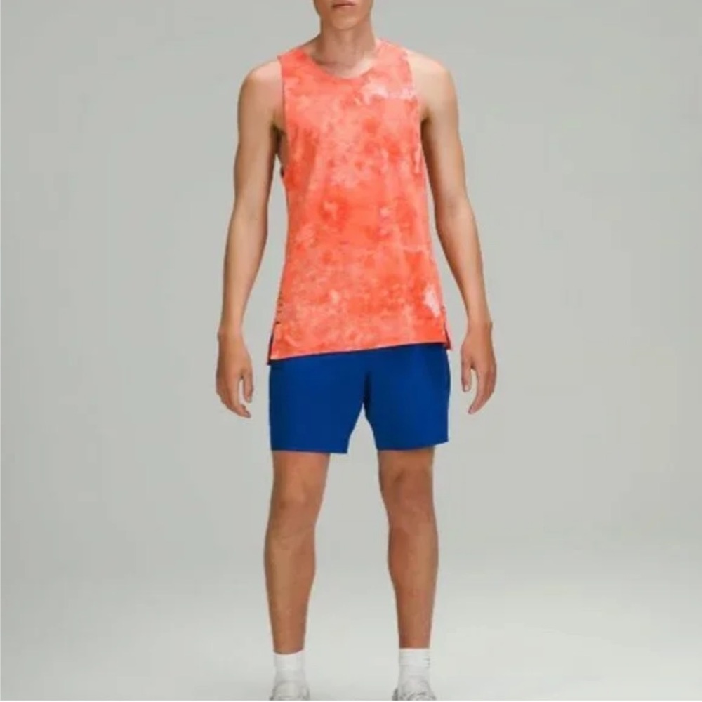 J2 Lululemon Men's Large‎ Orange Always Agile Tank Spray Dye
